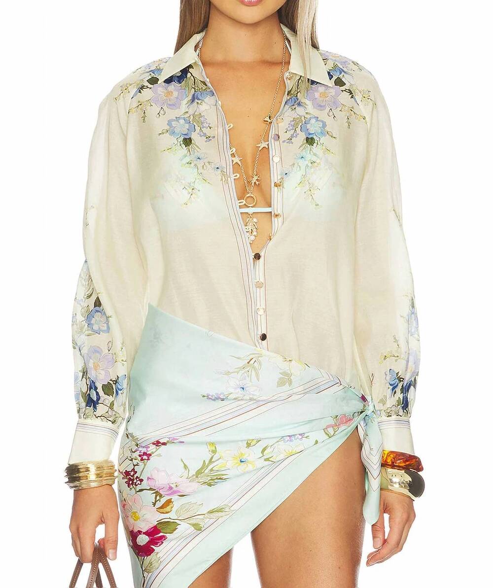 NEW SELF-PORTRAIT floral organza blouse in yellow